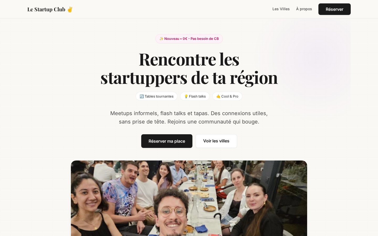 Screenshot Le Startup Club homepage